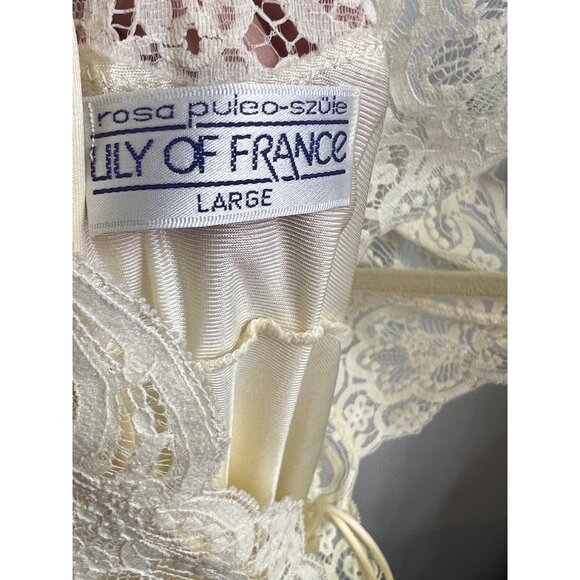 Vintage Lily Of France Ivory Satin & Lace Nightgown Spaghetti Straps Large - Picture 6 of 10